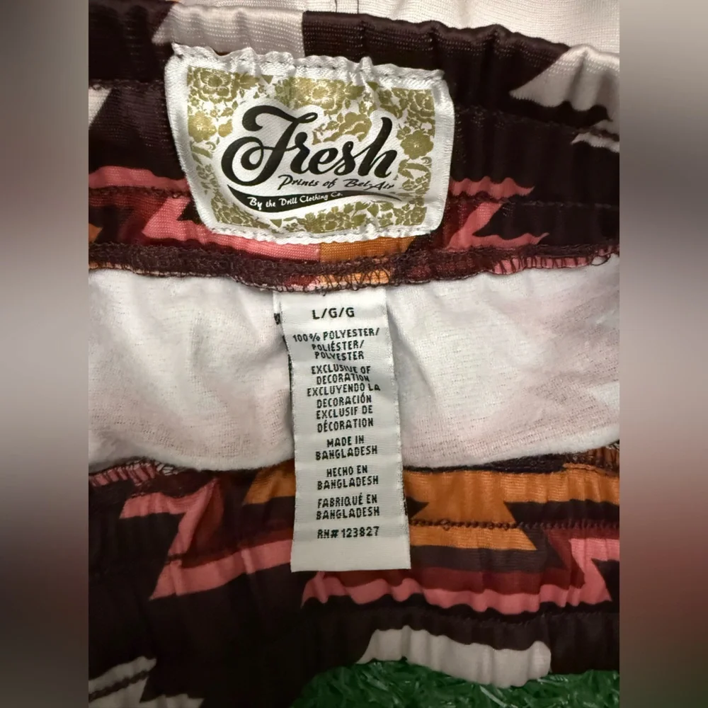 Aztec Elastic Waist Pants in Maroon, Pink & Orange